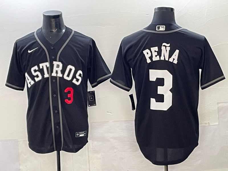 Men Houston Astros #3 Pena Black Nike 2025 MLB Jersey 009
